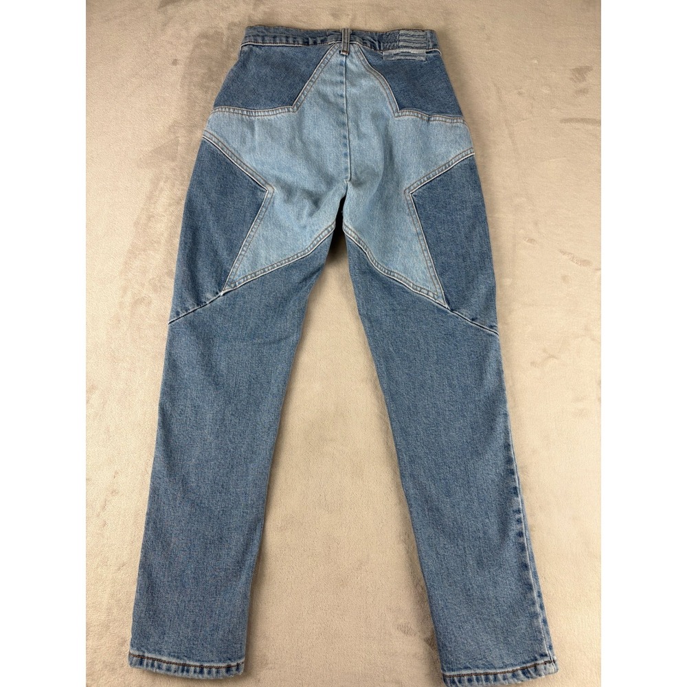 Revice Denim Star Girl Jeans Blue Two Tone Star Back Straight Leg Womens 26